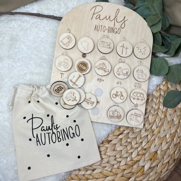 Autobingo aus Holz
