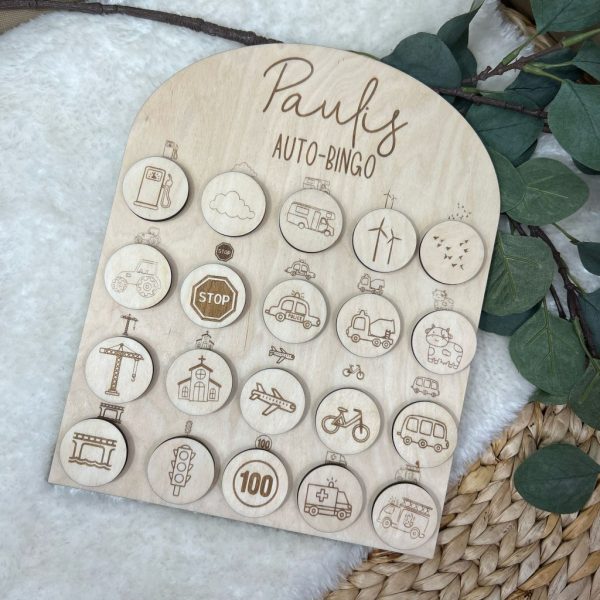 Autobingo aus Holz
