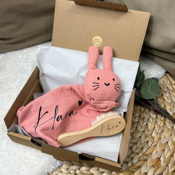 Geschenkset Hase und Babybürste Herz