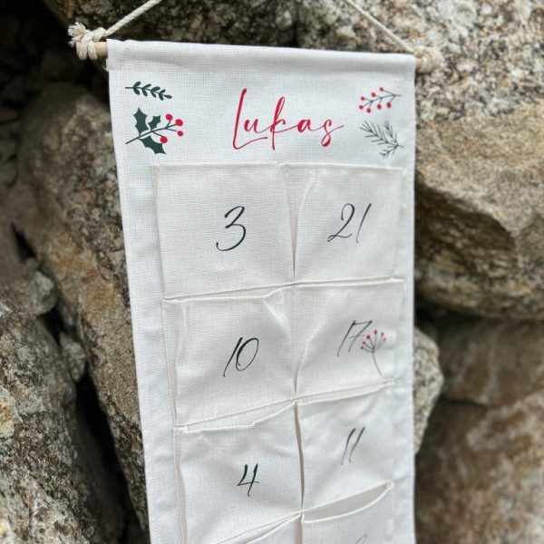 Adventkalender Weihnachtsfarben personalisiert