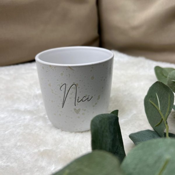 Steingut Becher Name leo