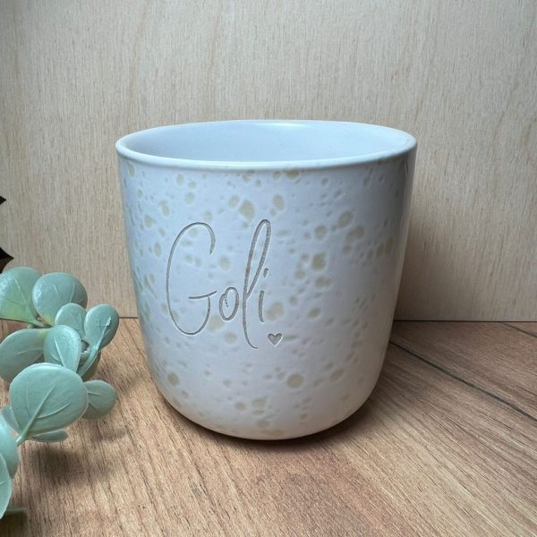 Steingut Becher Goli leo