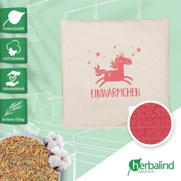 Herbalind | Kinder-Körnerkissen "Einwärmchen" rosa
