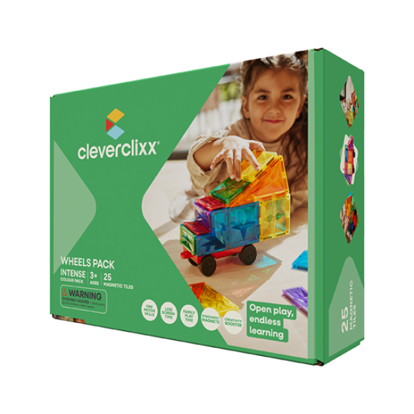 Cleverclixx | Magnetbausteine Auto-Bausatz in Knallfarben | 25 Teile