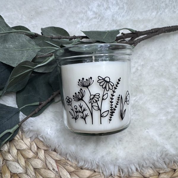 Große Kerze im Glas - Blumen