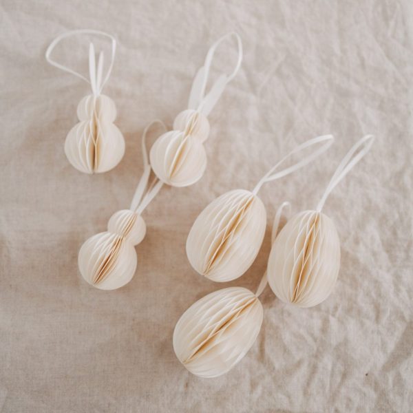 Eulenschnitt | Papieranhänger 6er Set Ostern beige